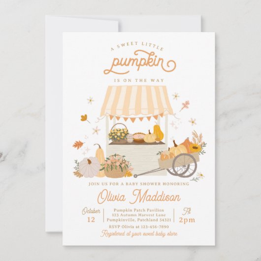 Invitation Baby shower de Citrouille rustique neutre pour les (Devant)