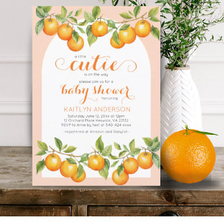 Invitation Baby shower de clémentine orange Little Cutie Citr