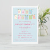 Invitation Baby shower de clothesline rose (Debout devant)