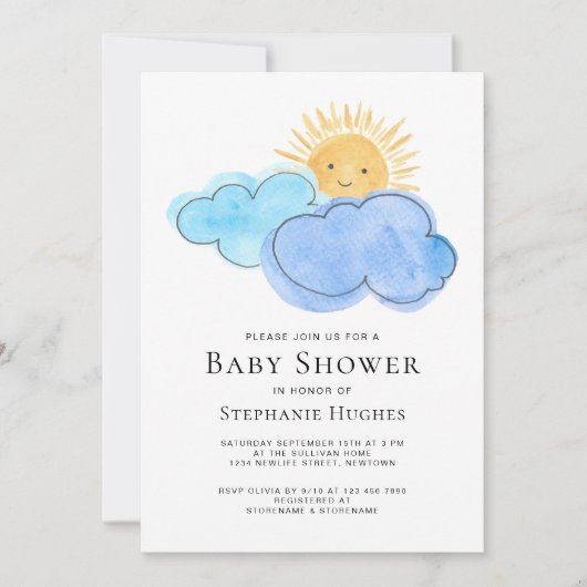 Invitation Baby shower de Clouds Boy (Devant)