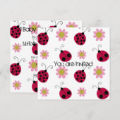Invitation Baby shower de coccinelle et de fleurs (Devant / Derrière)