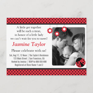 Invitation Baby shower de coccinelle, rouge et noir mignon de