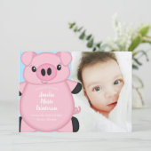 Invitation Baby shower de cochon bleu (Debout devant)