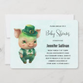 Invitation Baby shower de cochon de la Saint Patrick de la Fê (Devant)