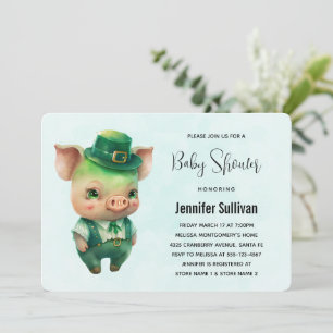 Invitation Baby shower de cochon de la Saint Patrick de la Fê