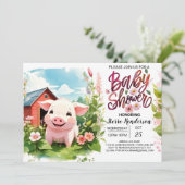 Invitation Baby shower de cochons de ferme Boho Bliss (Debout devant)