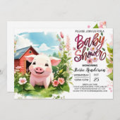 Invitation Baby shower de cochons de ferme Boho Bliss (Devant / Derrière)