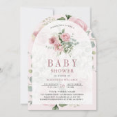 Invitation Baby shower de code QR de l'Eucalyptus Floral Rose (Devant)