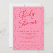 Invitation Baby shower de code QR de lutte rose et rouge (Devant)