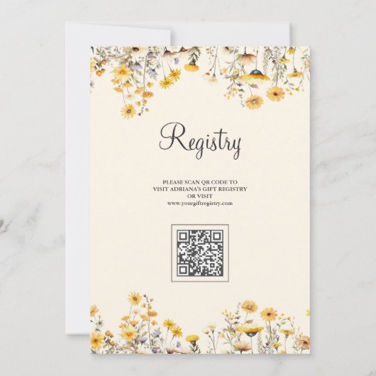 Invitation Baby shower de code QR Floral Boho Jaune Fleur sau (Dos)
