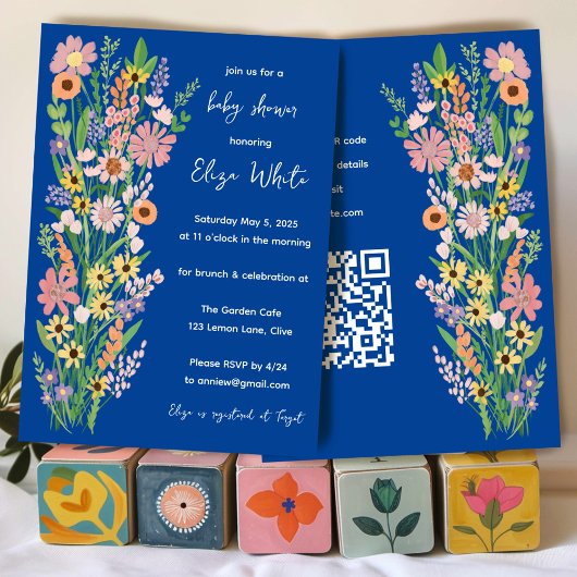 Invitation Baby shower de code QR personnalisé peint à la mai