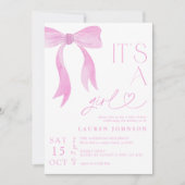 Invitation Baby shower de code QR pour fille rose moderne (Devant)