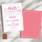 Invitation Baby shower de coEd Pizza, Brews et Diapers roses