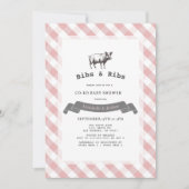 Invitation Baby shower de coEd Rustic Rose En vichy Bibs & Ri (Devant)
