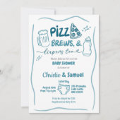 Invitation Baby shower de coédition de Pizza Bleue, Brews et  (Devant)