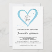 Invitation Baby shower de coeur bleu Dusty pour bébé moderne (Devant)