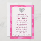 Invitation Baby shower de coeur de Camo rose Diamo (Dos)