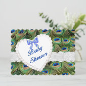 Invitation Baby shower de coeur de dentelle Peacock Invitatio (Debout devant)
