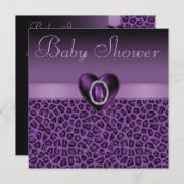 Invitation Baby shower de coeur de Empreinte de léopard et de (Devant / Derrière)