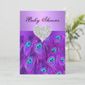 Invitation Baby shower de coeur Diamond Peacock violet Invita (Debout devant)