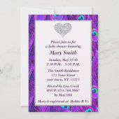 Invitation Baby shower de coeur Diamond Peacock violet Invita (Dos)