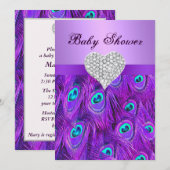 Invitation Baby shower de coeur Diamond Peacock violet Invita (Devant / Derrière)