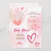 Invitation Baby shower de coeur doux (Devant / Derrière)