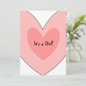 Invitation Baby shower de coeur rose (Debout devant)