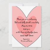 Invitation Baby shower de coeur rose (Dos)