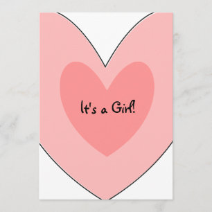 Invitation Baby shower de coeur rose