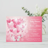 Invitation Baby shower de coeur rose et blanc Valentine (Debout devant)