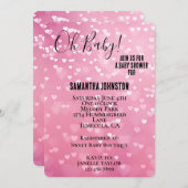 Invitation Baby shower de Coeurs blancs roses (Devant / Derrière)