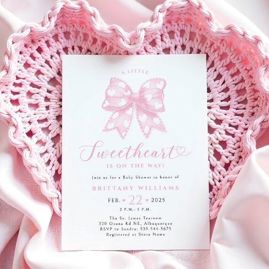 Invitation Baby shower de Coeurs de Bow Rose