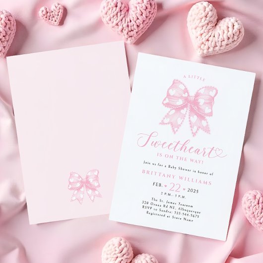 Invitation Baby shower de Coeurs de Bow Rose