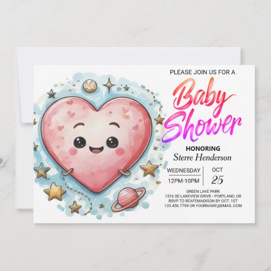 Invitation Baby shower de Coeurs roses et amoureux moderne (Devant)