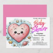 Invitation Baby shower de Coeurs roses et amoureux moderne (Devant / Derrière)