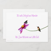 Invitation Baby shower de colibri (Devant / Derrière)