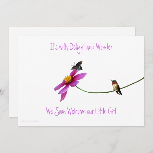 Invitation Baby shower de colibri (Devant / Derrière)