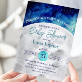 Invitation Baby shower de compte à rebours de la lune et des 