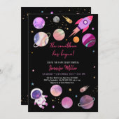 Invitation Baby shower de compte à rebours spatial pour astro (Devant / Derrière)