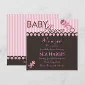 Invitation Baby shower de conception de bétail ros (Devant / Derrière)