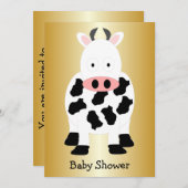 Invitation Baby shower de conception de vache (Devant / Derrière)