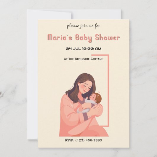 Invitation Baby shower de conception mère et bébé (Devant)