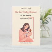 Invitation Baby shower de conception mère et bébé (Debout devant)