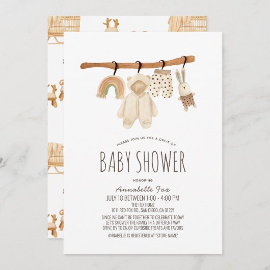 Invitation Baby shower de conduite neutre pour les hommes et (Devant / Derrière)