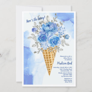 Invitation Baby shower de cône à crème glacée florale