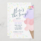 Invitation Baby shower de cône de crème glacée rose et violet (Devant / Derrière)