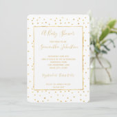 Invitation Baby shower de Confetti blanc et or brillant (Debout devant)