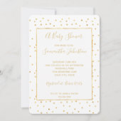 Invitation Baby shower de Confetti blanc et or brillant (Devant)