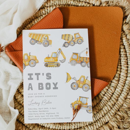 Invitation Baby shower de construction